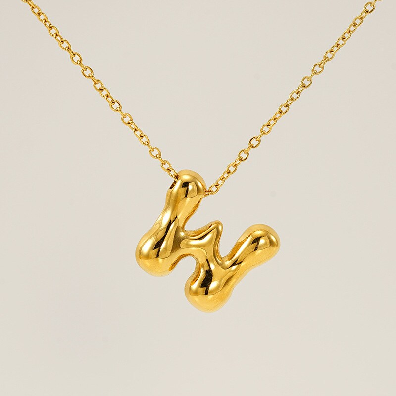 Gold color / 1 Piece Simple Series Daily Letter W Titanium Steel 18K Gold Plated Unisex Pendant Necklaces Picture23